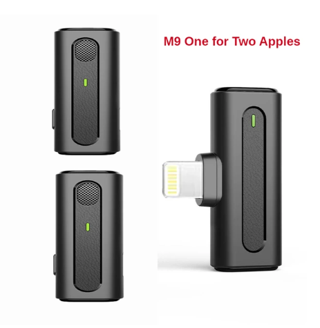 Micrófono inalámbrico M9 Lavalier, receptor de transmisión reducción de ruido omnidireccional